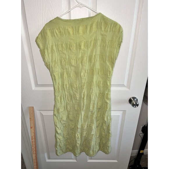 Flax Linen Lime Green Chartreuse Sleeveless Knee Length Dress Sz Petite M - Picture 8 of 10